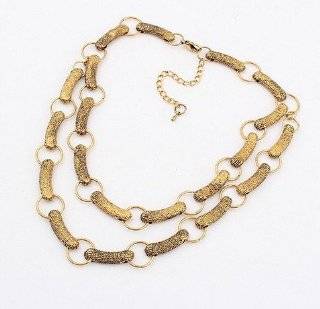 Wiipu Hot Sell New Vintage Style Bronze Hook Double Deck Chain Link Womens Necklace, Bibble Bib Necklace(wiipu B299) Jewelry