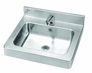 Just A 33338 S Single Compartment 18ga T 304 Stainless Steel Lavatory Sink Sensor Operated with Integral Backsplash and Apron   ADA Compliant   Bathroom Sinks  