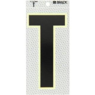 Brady 3020 T 6" Height, 3" Width, B 309 High Intensity Prismatic Reflective Sheeting, Black, Glow In The Dark Border/Silver Color Glow In The Dark Or Ultra Reflective Letter, Legend "T" (Pack Of 10) Industrial Warning Signs Industria