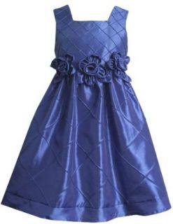 Bonnie Jean Girls 7 16 Sleeveless Taffeta Dress With Bias Check Detail, Blue, 8 Clothing