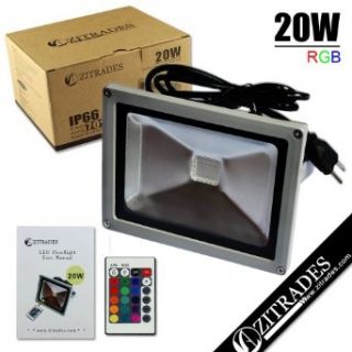 ZITRADES High Power Brand New Waterproof 20W US 3 Plug RGB Color LED Flood Light Spotlight Outdoor 90V   240V AC With Remote Control For Indoor and Outdoor Use BY ZITRADES