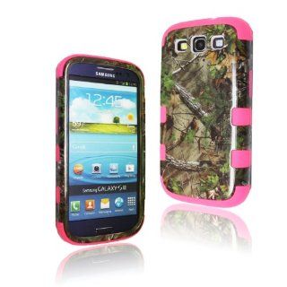Otterca Hybrid Camouflage Camo Tree Print Dirtproof Defender Case + Pink Rubber Silicone For Samsung Galaxy S3 i9300 Cell Phones & Accessories