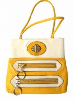 Coach 13855 Yellow White Patent Leather Double Zipper Bag Retails $358 Shoes