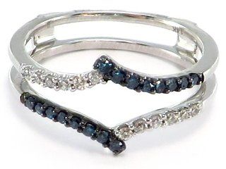 Blue Diamond Ring Wrap Guard Enhancer Insert 14k White Gold Jewelry