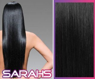 24 inch Jet Black (1). Full Head. Clip in Synthetic Hair Extensions. Health & Personal Care