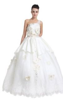 Biggoldapple Ball Gown One Shoulder Floor Length Wedding Dress Crystal 387 Clothing
