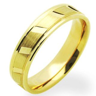 14K Yellow Gold 5mm Diamond Cut Patterned Wedding Band for Men & Women (Size 5 to 12) Jewelry