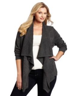 Calvin Klein Women's Plus Size Flyaway Sweater, Heather Charcoal, 1X