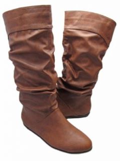 Andres Machado Women's Brown Fashion Wrinkled Boots AM345 Shoes