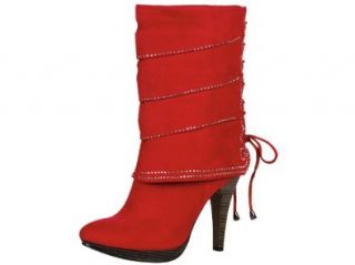 Reneeze RENEE 1 Women's High Heels Mid Calf Boot   Red, Size 10 Shoes