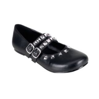 Cute Mary Jane Ballet Flats Gothic Shoes Pyramid Studded Black Shoes Shoes