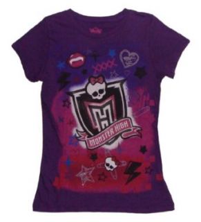 Monster High Skull and Logo Girls T shirt (XL (14/16), Purple) Clothing