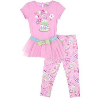 Krazy Legs Girls 2T 4T Pink Birthday Legging Set (4T, Pink) Clothing