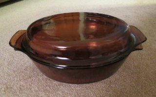 Vintage Anchor Hocking Fire King (1.5 qt) Amber Brown Oval Casserole Baking Dish Bowl Ovenware with Lid (433)  
