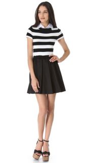 alice + olivia Collared Knit Stripe Dress