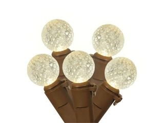 Set of 50 LED Warm Clear G12 Berry Christmas Lights   Brown Wire