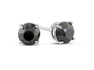 14KW 2ct TDW Black Diamond Solitaire Earrings Traditional Basket