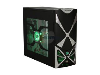 XION XION II Series XON 111 Black with Green LED Light Steel ATX Mid Tower Computer Case