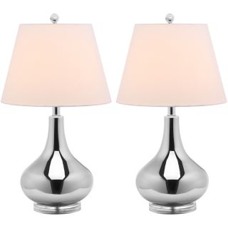 Amy Gourd Glass 1 light Silver Table Lamps (set Of 2)