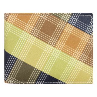 Unico Mens Leather Plaid Pattern Wallet (Multicolored plaidMaterial LeatherFold over closureBi fold styleFabric linedDimensions 4.5 inches long x 3.5 inches wide x 0.67 inch deepOne (1) divided billfold, two (2) ID windows, eight (8) credit card slotsAl