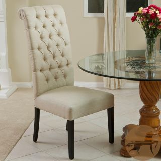 Christopher Knight Home Limon Tall Back Tufted Dark Beige Fabric Single Chair