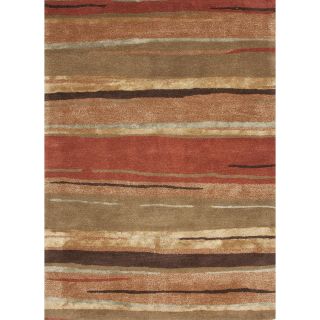 Transitional Red/ Orange Wool/ Silk Tufted Rug (2 X 3)