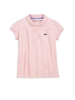 Lacoste Girls Gathered Pique Polo Shirt