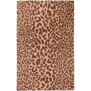 Hand tufted Tan Leopard Basenji Animal Print Wool Rug (4 X 6)