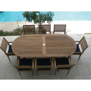 Royal Teak 72   96 in. Family Oval Extension Avant Patio Dining Set   Seats 8