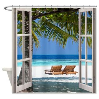  Beach Window Shower Curtain