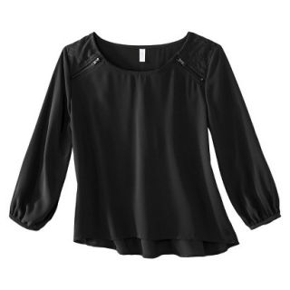 Xhilaration Juniors Long Sleeve Quilted Top   Black XS(1)