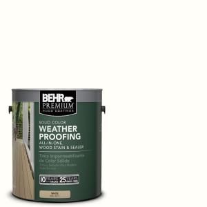 BEHR Premium 1 gal. #SC 210 Ultra Pure White Solid Color Weatherproofing All In One Wood Stain and Sealer 501101