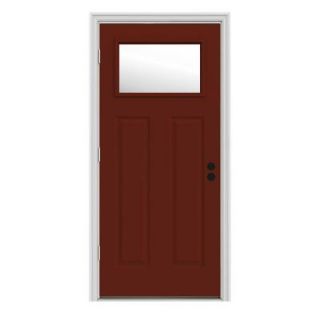 JELD WEN Craftsman 1 Lite Painted Steel Entry Door with Brickmold THDJW167700956