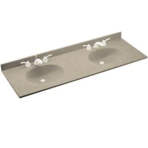 Swanstone Chesapeake 61 in. Solid Surface Double Basin Vanity Top with Bowl in Winter Wheat CH2B2261 060