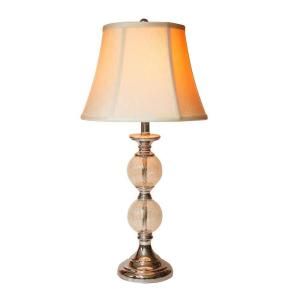Hampton Bay Mix and Match Chrome and Glass Orb Table Lamp with Ivory Round Bell Shade 15341 15365