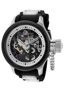 Invicta 10051  Watches,Mens Russian Diver Mechanical Skeletonized See Thru Black/Silver Dial Black Polyurethane, Casual Invicta Mechanical Watches