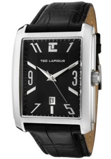 Ted Lapidus 5115601  Watches,Mens Black Dial Black Leather, Casual Ted Lapidus Quartz Watches