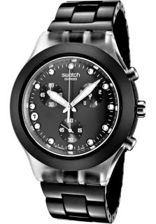 Swatch SVCK4035AG  Watches,Irony Diaphane Chronograph White Crystal Black Ion Plated Stainless Steel, Chronograph Swatch Quartz Watches