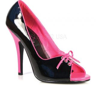 Pleaser Seduce 216   Black/Fuchsia Patent