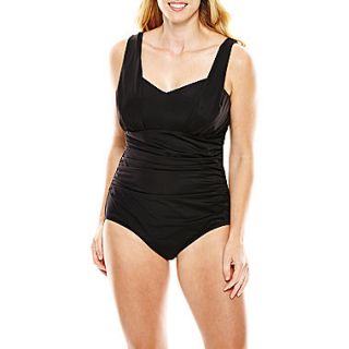 Trimshaper® Shirred One Piece Tank Swimsuit   Plus