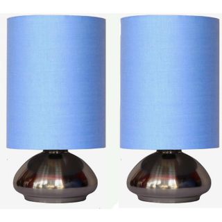 Simple Designs 9.2 in Sand Nickel Base Touch On/Off Indoor Table Lamp with Fabric Shade