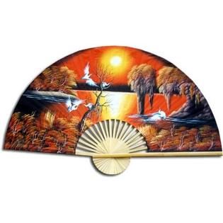 Oriental Furniture  Asian Sunrise Wall Fan   (Size 60W x 35H)
