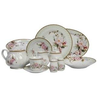 Lynns Charmed Rose 49 Piece Dinnerware Set, Service for 8
