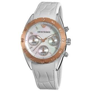   Armani Womens AR5937 Sport Silver Chronograph Dial Watch Watches