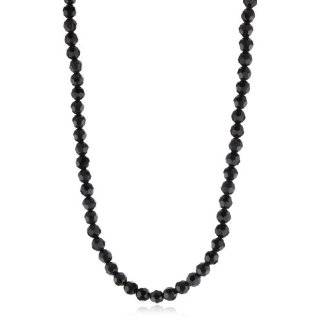  4mm Faceted Black Onyx Long Bead Necklace, 50 Jewelry