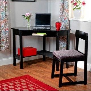  2pc Corner Desk & Chair Set in Black Finish
