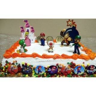  Brothers 23 Piece Birthday Cake Topper Set Featuring Mario Castle 