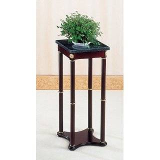   Table / Plant Stand, Marble Top with A Cherry Finish Base, Square