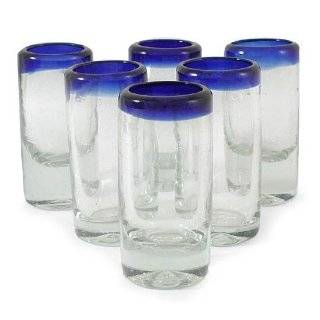Blue and Clear Tequila Glasses, Tequila Blues (Set of 6)