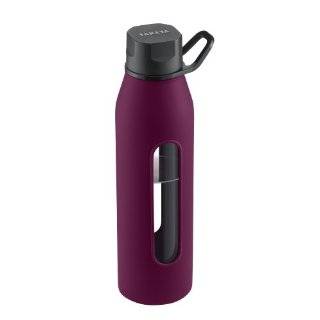 Takeya Classic Glass Water Bottle with Silicone Sleeve, Purple, 22 
